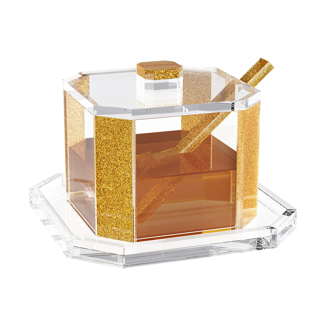 Octagon Honey Jar - Gold