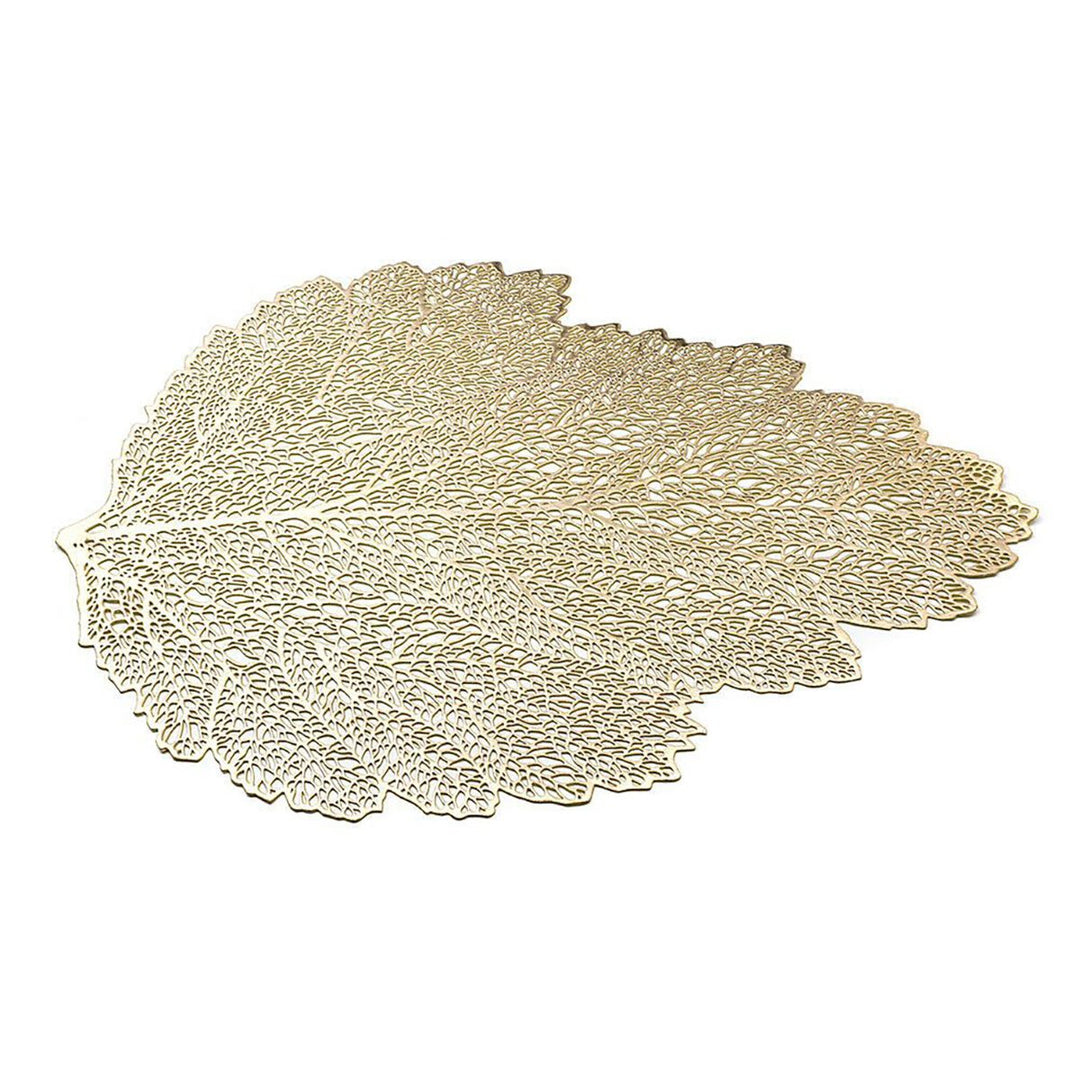 Leaf Chargers / Placemats, 2 Pack - Gold