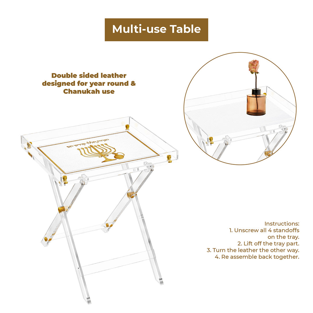 Leatherite Folding Table - Gold