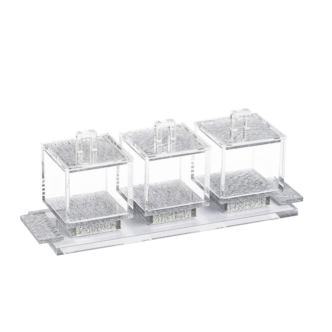 Dip Dish Set with Tray - Silver