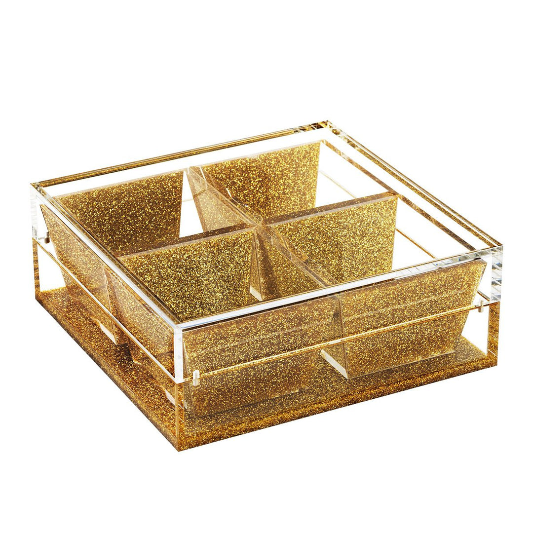Dip Dish with Magnetic Lid, 4 Dishes - Gold