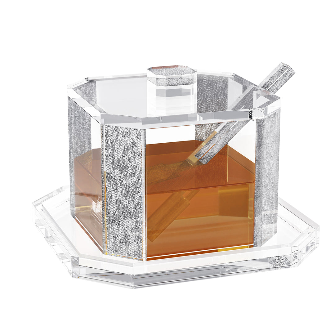 Octagon Honey Jar - Silver