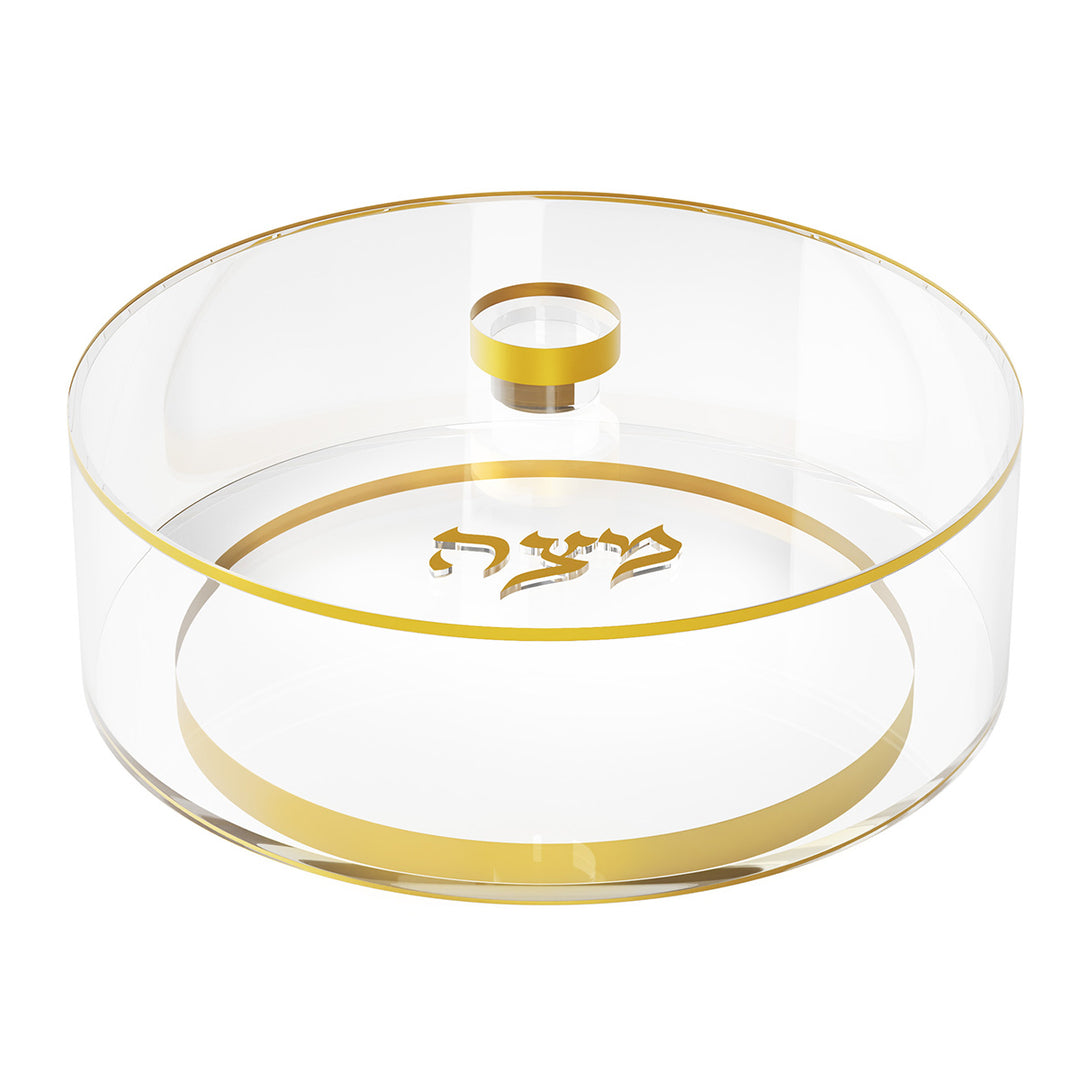 Round Matzah Box with Base - Gold