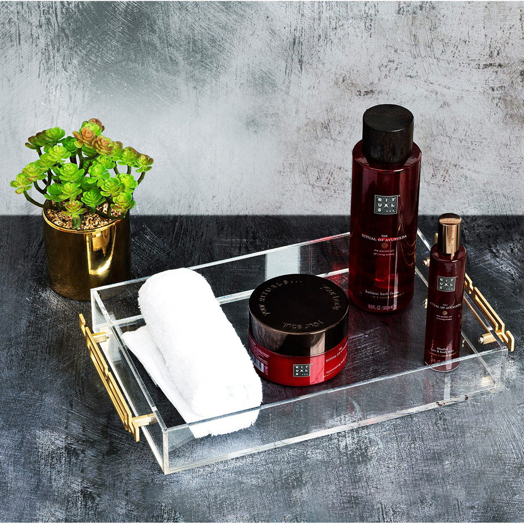 Serving Tray with Gold Handles