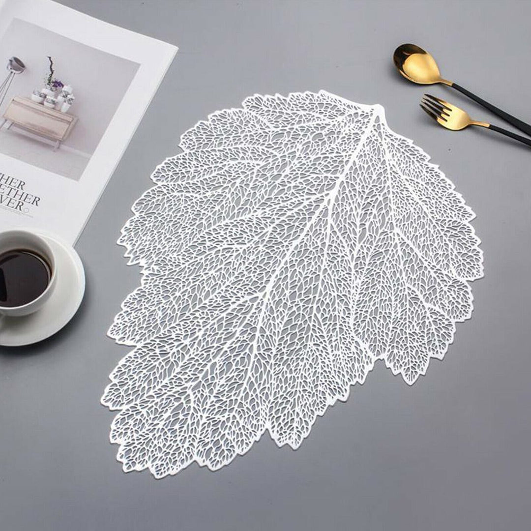 Leaf Chargers / Placemats, 2 Pack - Silver